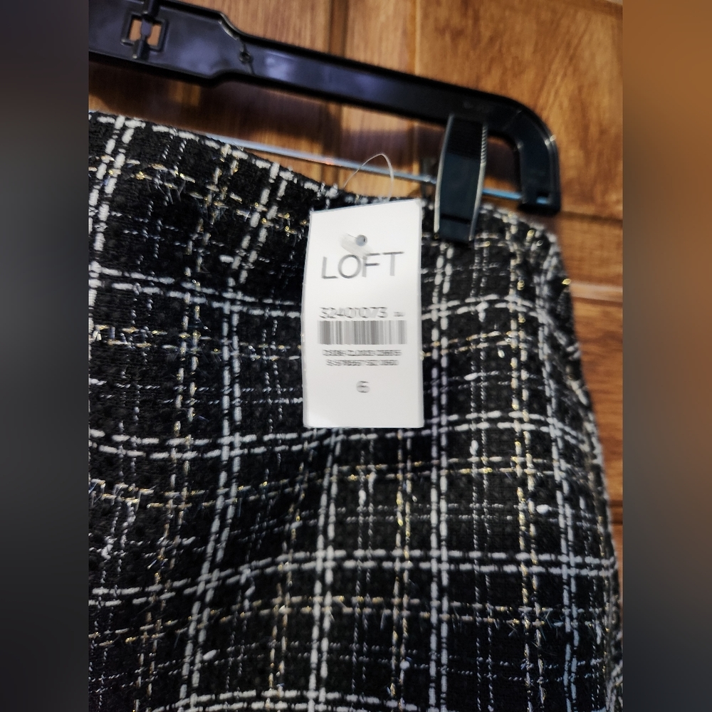NWT Loft Sz 6 Metallic Tweed Skirt - Picture 4 of 6